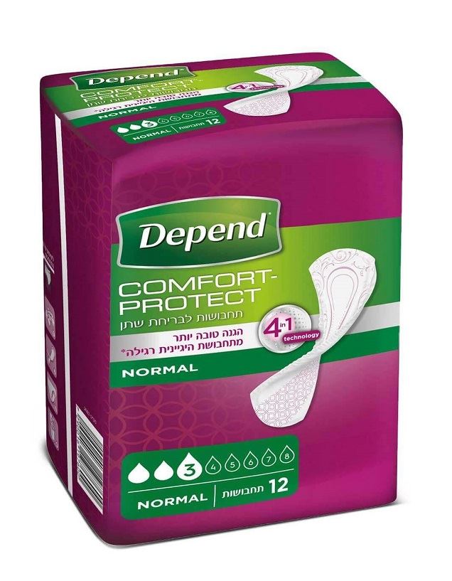 דיפנד תחבושות לבריחת שתן נורמל Depend Comfort Protect