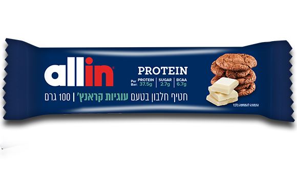 אולאין חטיף חלבון 100 גרם בטעם עוגיות allin