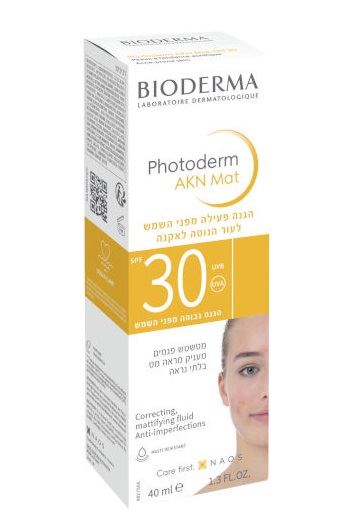 ביודרמה פוטודרם קרם הגנה AKN SPF30 מעניק מראה מאט Bioderma