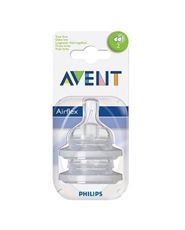 אוונט זוג פטמות סיליקון Airflex במעבר איטי Avent 1M 