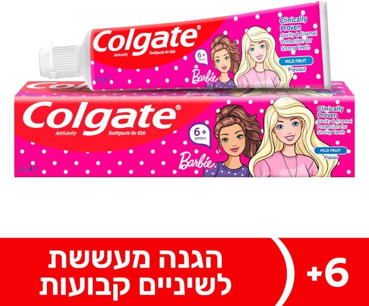 קולגייט משחת שיניים ילדים ברבי לגילאי 6+ לשיניים חזקות Colgate